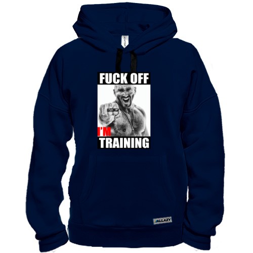 Толстовка с агрессивным мужчиной и надписью «F*ck off, i'm training»